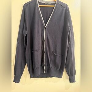 Z Zegna Navy Cardigan with Contrast Trim